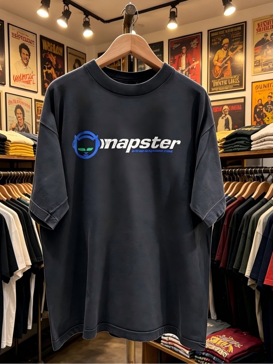 1999 Napster Thanks For Sharing Washed T-Shirt Black